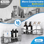 EUDELE Adhesive Shower Caddy, 5 Pack Rustproof Stainless Steel Bath Organizers With Large Capacity, No Drilling Shelves for Bathroom Storage & Home Decor Black