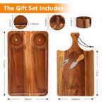 Acacia Couch Arm Table with Charcuterie Board,15.7" x 9.8"