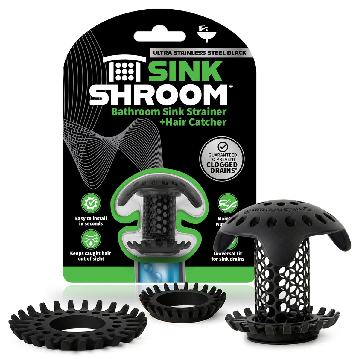 SinkShroom Ultra Revolutionary Bathroom Sink Drain Protector, Stainless Steel