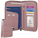 RFID Family Passport Holder Wallet - Travel Document Organizer Pink