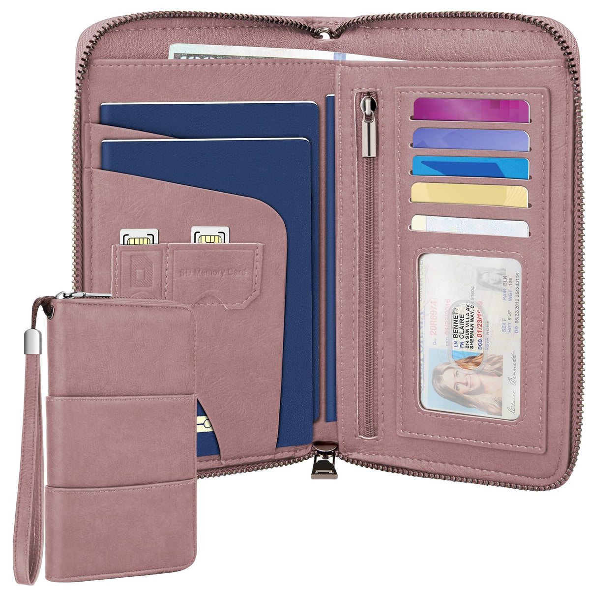 RFID Family Passport Holder Wallet - Travel Document Organizer Pink