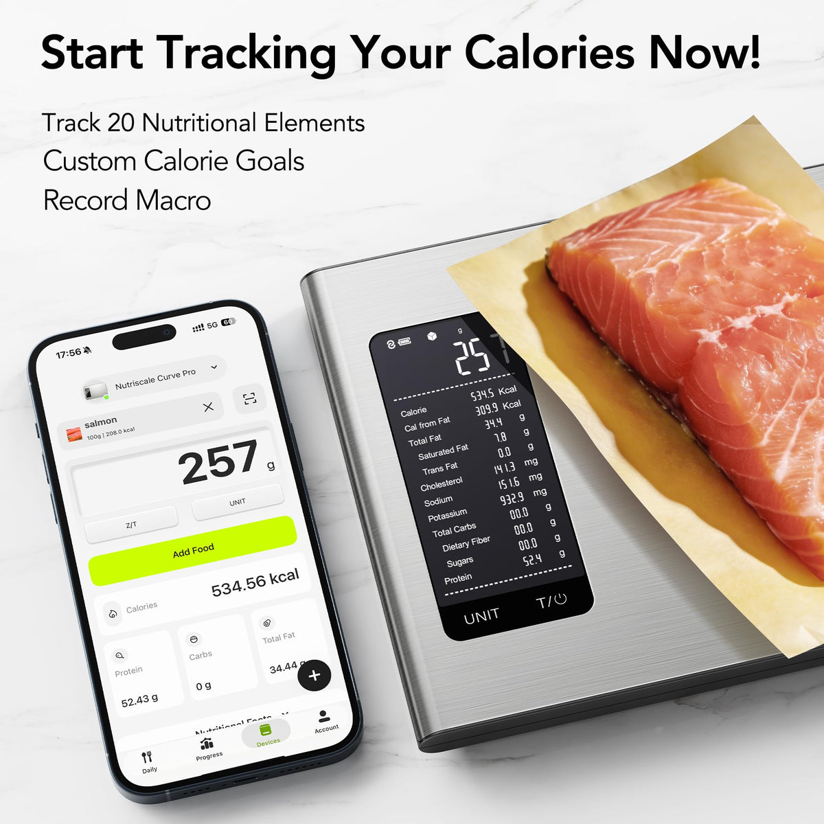 Ultrean Smart Food Kitchen Scale with Nutritional Calculator, APP for Calorie & Macro Tracking, AI Powered, Goal Progress, Digital Calorie Scale for Weight Loss, Stainless Steel, 22lb XX-Large