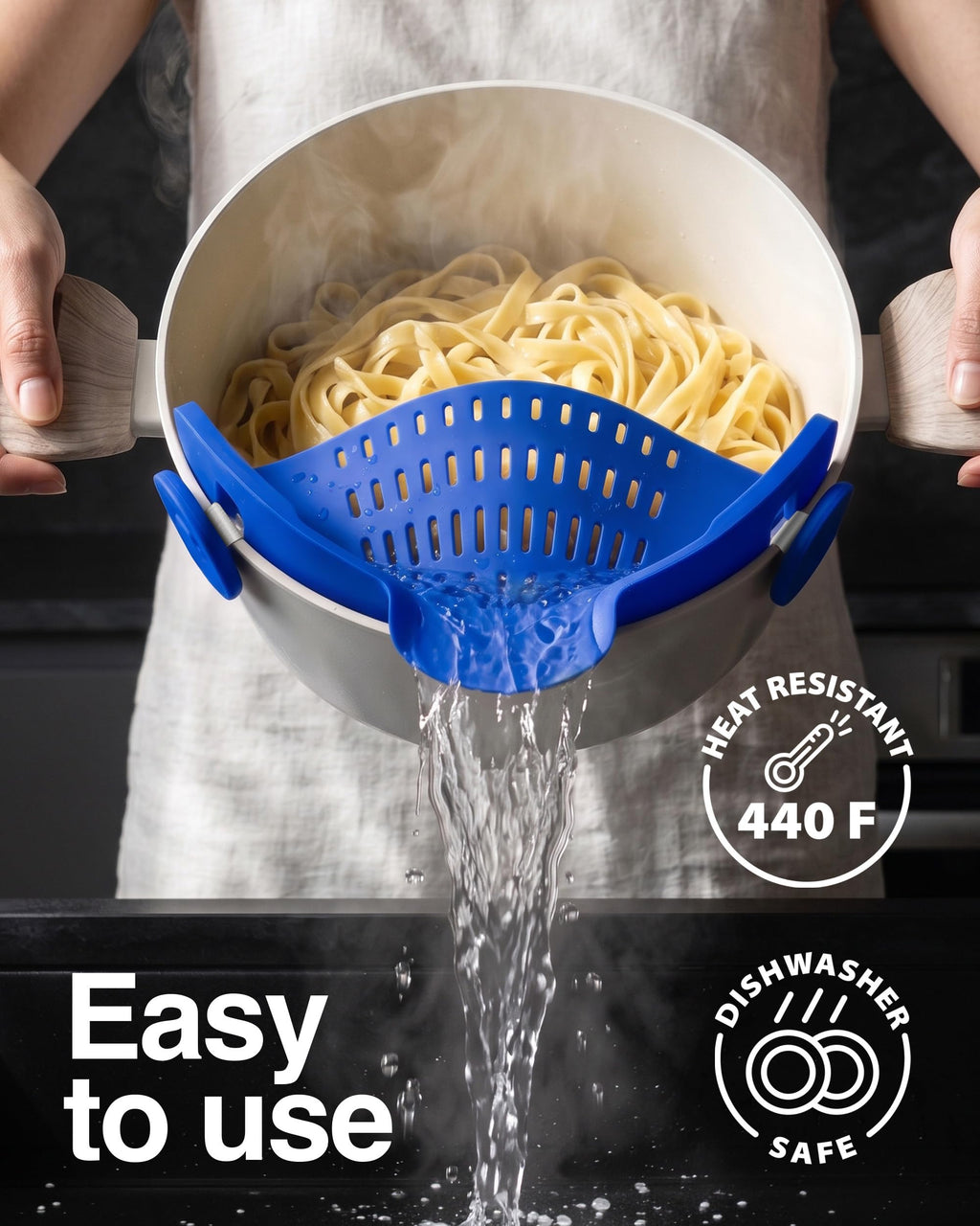 Kitchen Gizmo Snap N' Strain - Silicone Clip-On Strainer for Pots, Pans, and...