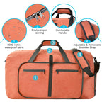 Felipe Varela Foldable Duffle Bag for Travel Weekend Overnight Gym Camping A Black 40L