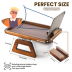 TINAMO Sofa Arm Tray with 360° Phone Holder, Clip-On Tray, Walnut Finish 13.8" x 9.5" x 1"