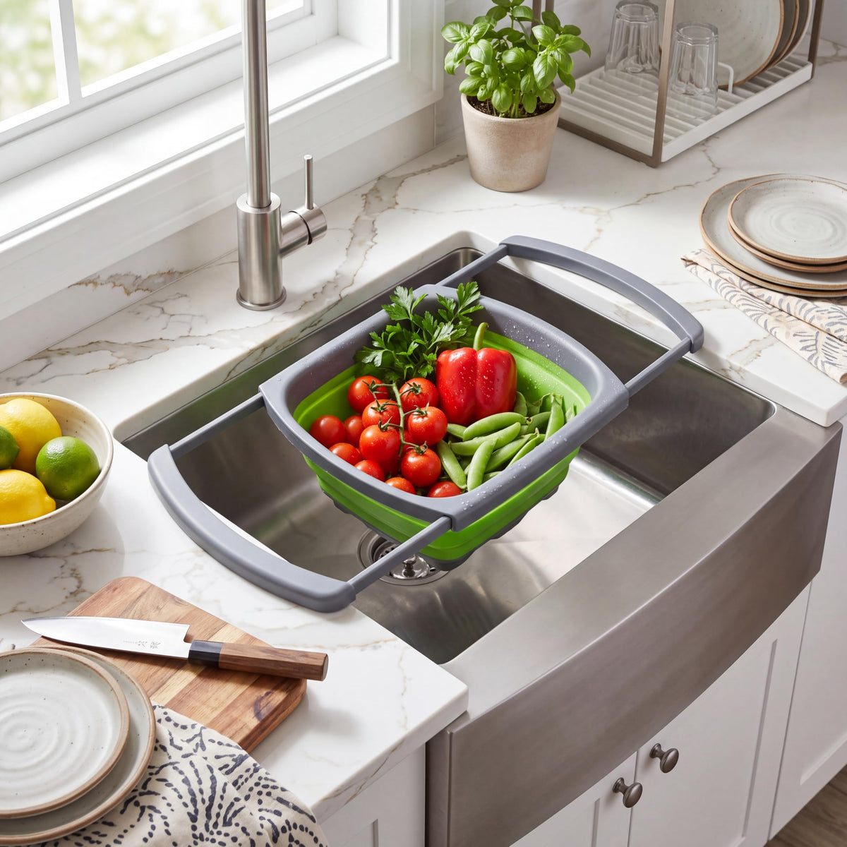 Qimh Colander collapsible, Strainer Over The Sink Vegetable Fruit...