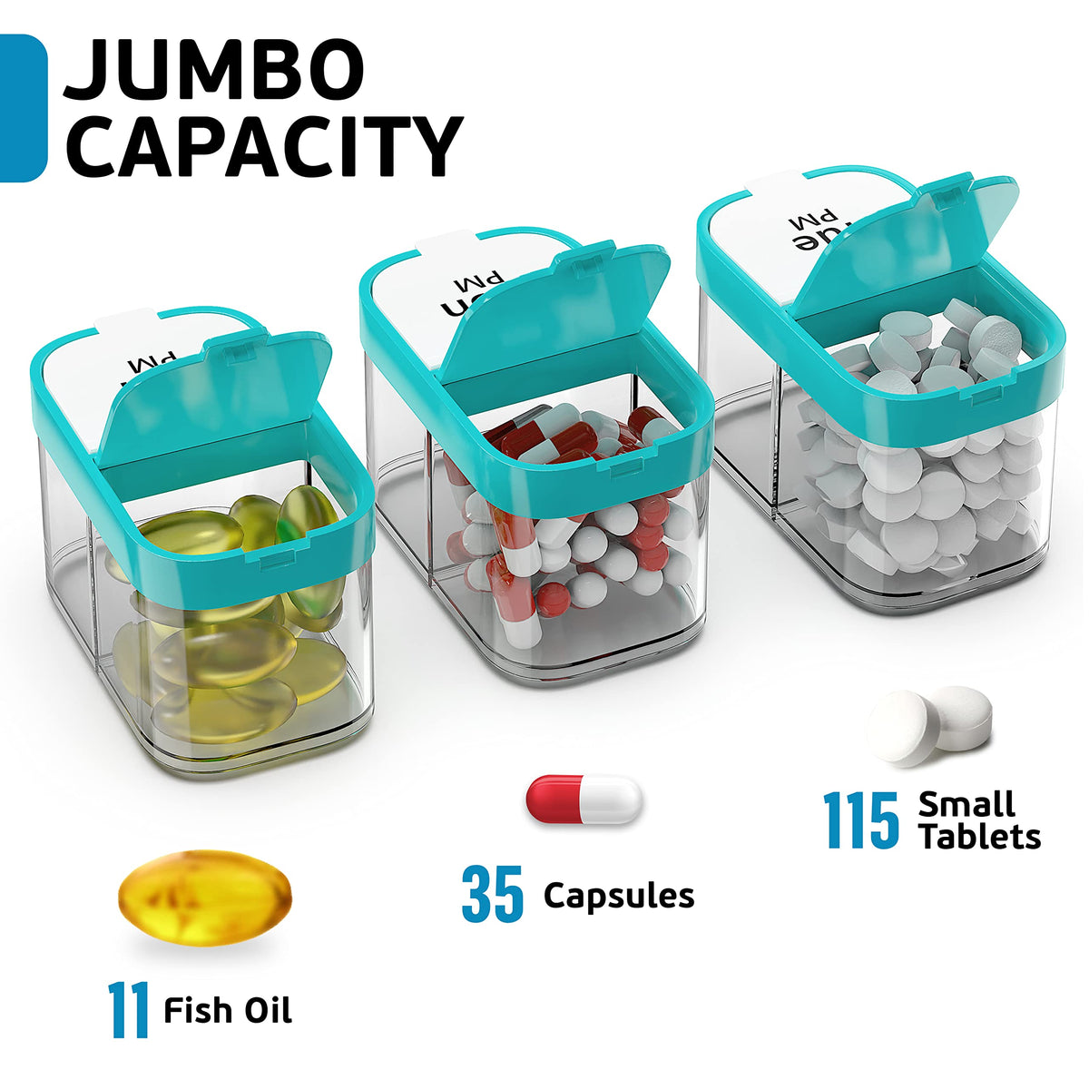 Large Weekly Pill Organizer and Medication Dispenser
