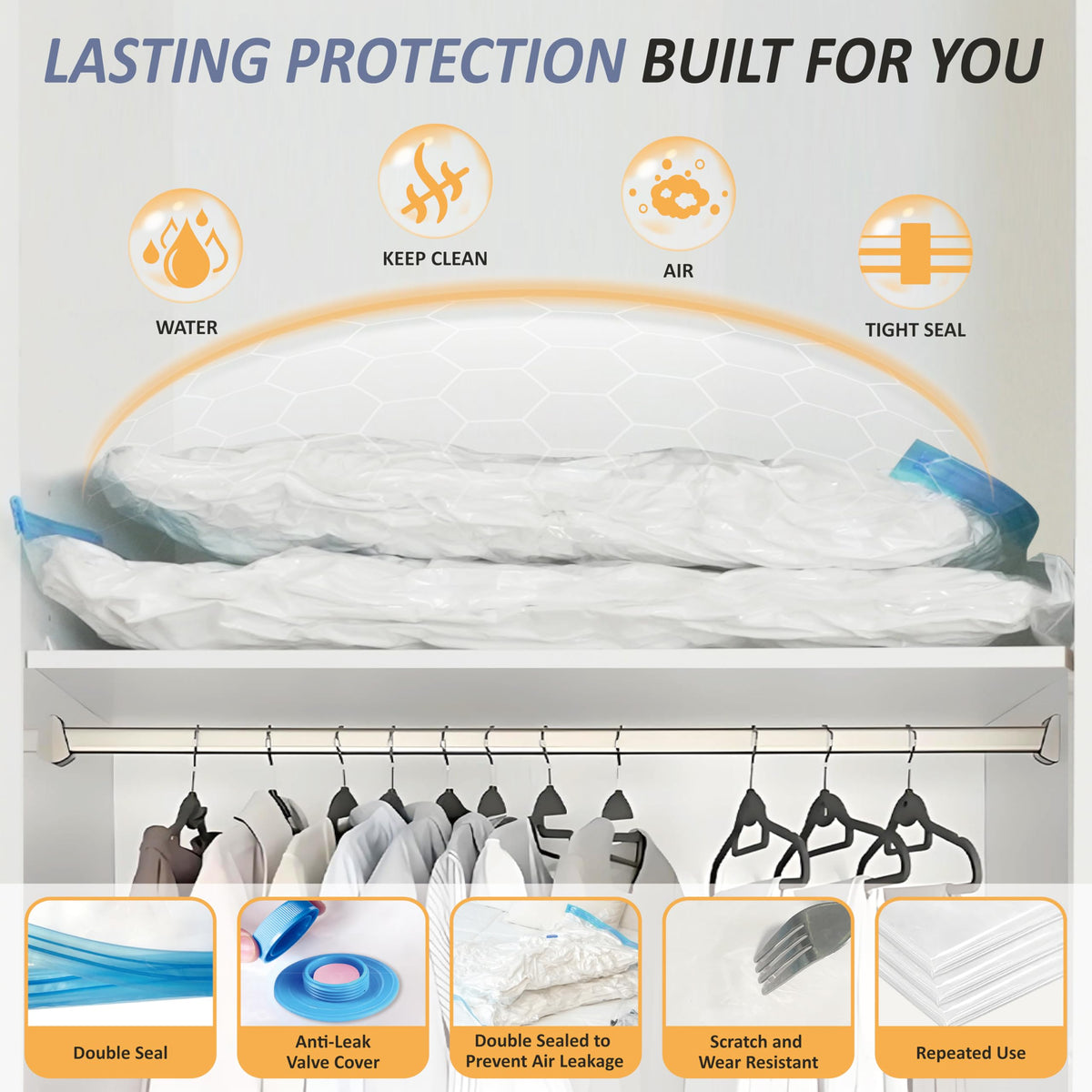12 Jumbo Vacuum Storage Bags for Blankets & Bedding, Space Saver Bags 12 Jumbo