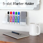 Slim Magnetic Dry Erase Marker Holder for Whiteboard, Space Saving Pen Organizer with Glass and Wall Mount Accessories for Fridge, Office, and School. Markers, Eraser, Cleaner Not Included (Black) Black