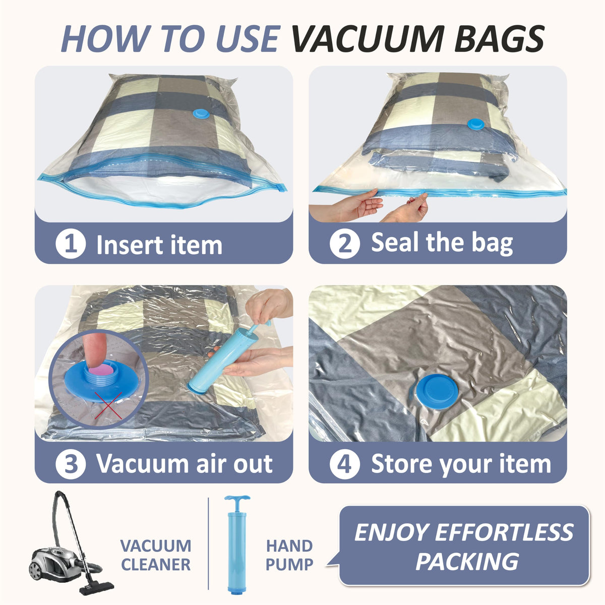 12 Jumbo Vacuum Storage Bags for Blankets & Bedding, Space Saver Bags 12 Jumbo