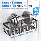 EUDELE Adhesive Shower Caddy, 5 Pack Rustproof Stainless Steel Bath Organizers With Large Capacity, No Drilling Shelves for Bathroom Storage & Home Decor Black