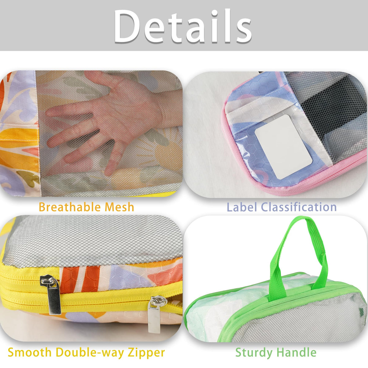 7 Pcs Compression Packing Cubes Travel for Suitcases, Luggage Organizer Washable Storage Bags Set for Backpack Travel- Packaging Cubes for Carry-Ons and Storage yellow orange