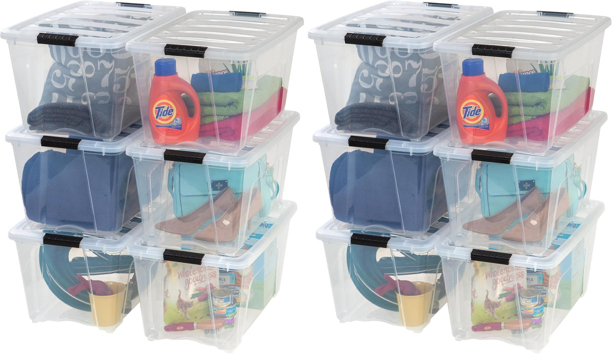 IRIS USA 4-Pack 13 Quart Storage Bins with Lids, Clear