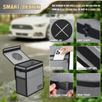 K KNODEL Car Trash Can with Lid, Leak-Proof Car Garbage Can with Storage Pockets, Waterproof Auto Garbage Bag Hanging for Headrest (Small, Gray)