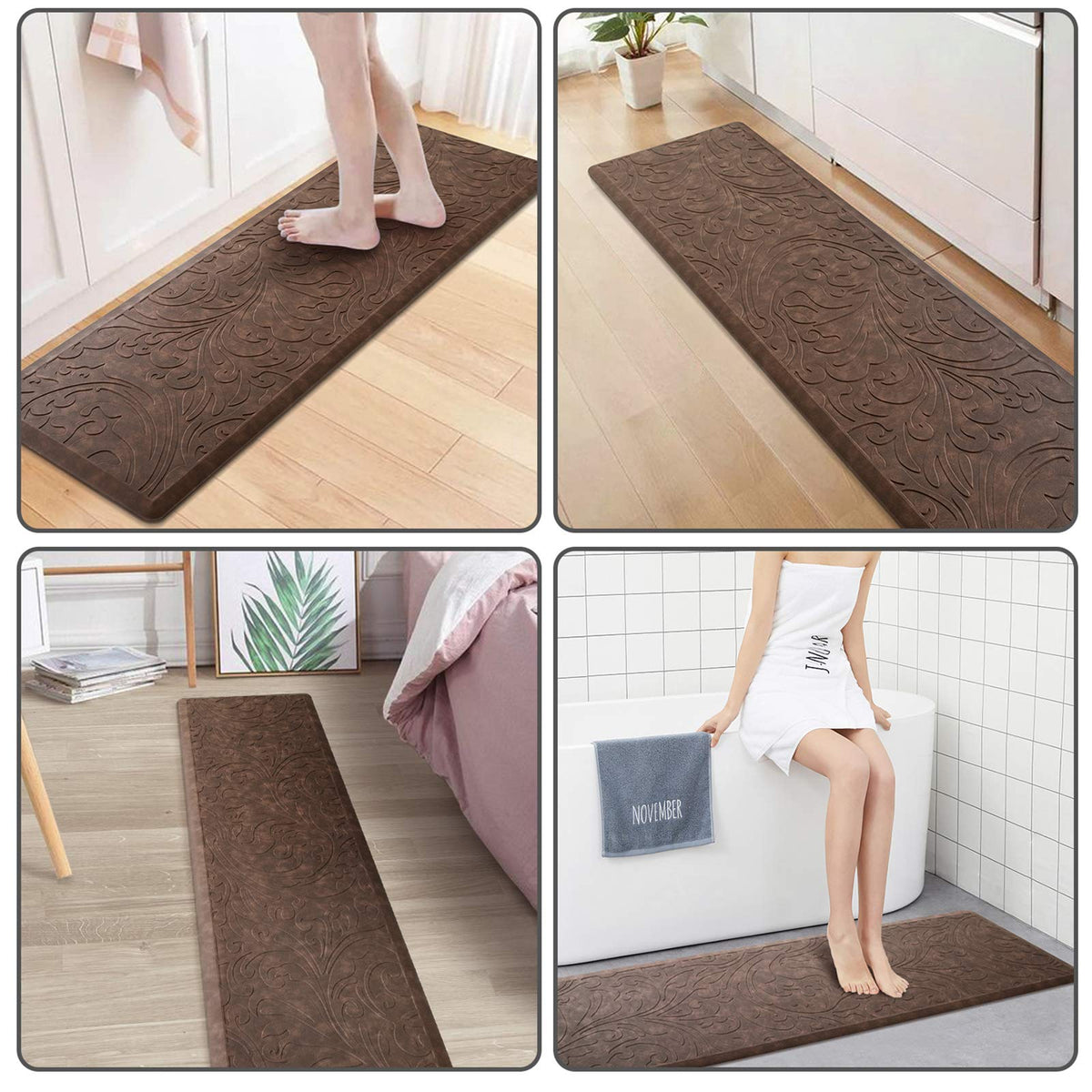 Kitchen Mat Cushioned Anti-Fatigue Comfort Standing Mat Rug for Home,Office Black 1'5" x 2'4" (Rectangular)