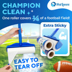 PetLovers Large Lint Roller with 3 Refills – 360 Total Sheets for Tackling Pet Hair, Extra Large Floor and Carpet Roller for Homes with Pets, Perfect for Floors, Furniture, and Loving Pet Owners 4 Pack Floor Roller