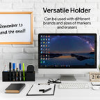Slim Magnetic Dry Erase Marker Holder for Whiteboard, Space Saving Pen Organizer with Glass and Wall Mount Accessories for Fridge, Office, and School. Markers, Eraser, Cleaner Not Included (Black) Black
