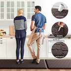 Kitchen Mat 2 PCS Cushioned Anti-Fatigue Floor Mat Standing Mat for Kitchen Stylish Grey 17.3"x29"+17.3"x47"