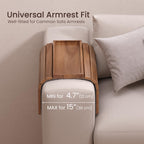 2 Pack Acacia Wood Folding Sofa Arm Tray with Anti-Slip Pad Brown 2 PC