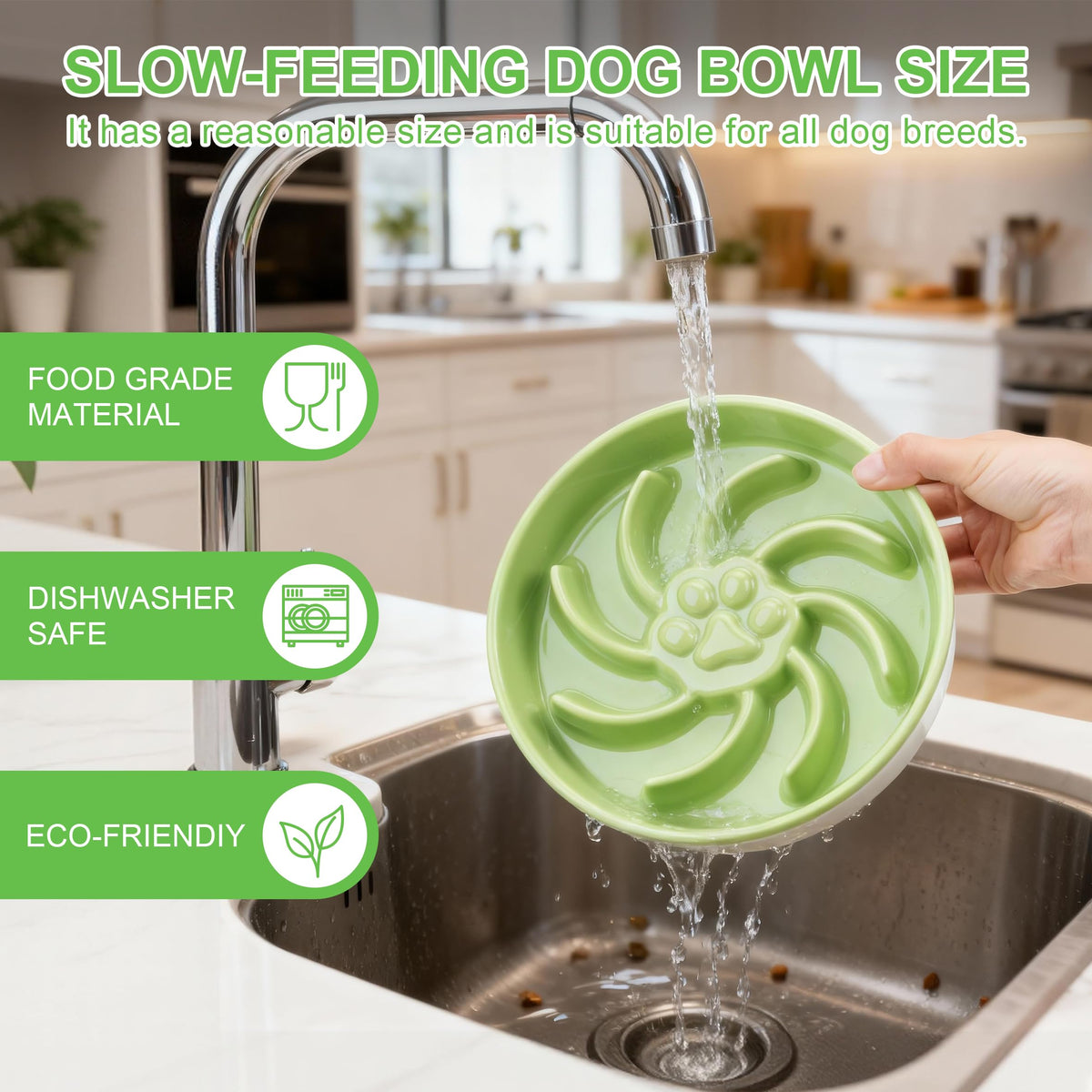 Ceramic Slow Feeder Dog Bowl, 3 Cup Dog Food or 25oz Water, Slow Eating Bowl for Middle Breed, Maze Puzzle Feeder for Fast Eaters, Anti-Choking Stop Bloat, Non-Slip BPA Free (White) White