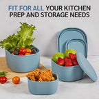 ISSEVE 12Pcs/Set Nesting Silicone Food Storage Containers with Lids Blue