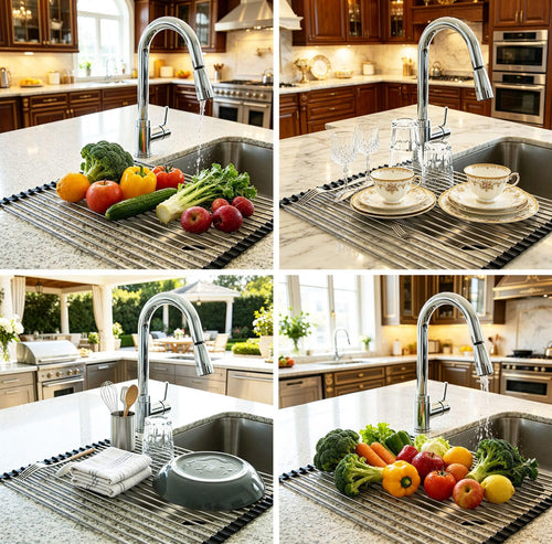 Ahyuan Roll up Dish Drying Rack Over The Sink Kitchen Drying...