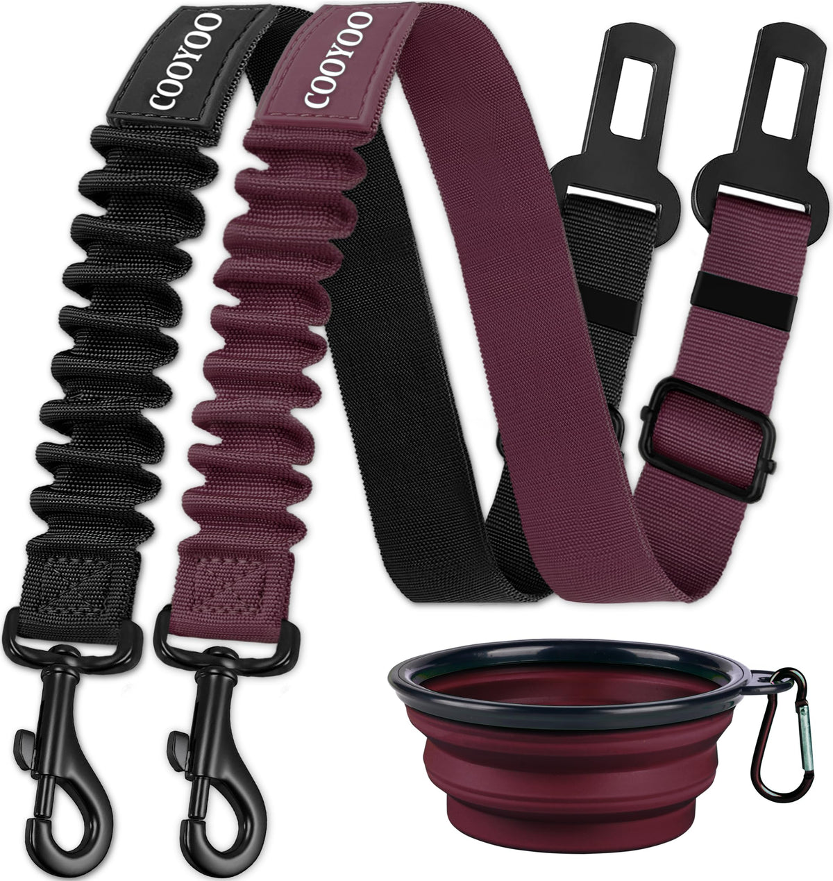 COOYOO Dog Seat Belt,3 Piece Set Retractable Car Harness Adjustable for...