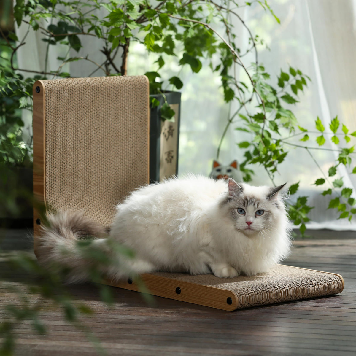FUKUMARU Cat Scratcher, 26.8 Inch L Shaped Scratch Pad for Indoor Cats