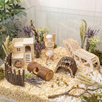 BreezeHug 6 Pcs Wooden Hamster Cage Accessories, Hamster Tunnels, Stylish