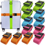 Ikaufen 12 Pack Luggage Straps Suitcase Belts Straps Wide Adjustable Packing Straps Travel Belts Accessories for Business Traveling Packing (Multicolor) 12 Pack Straps