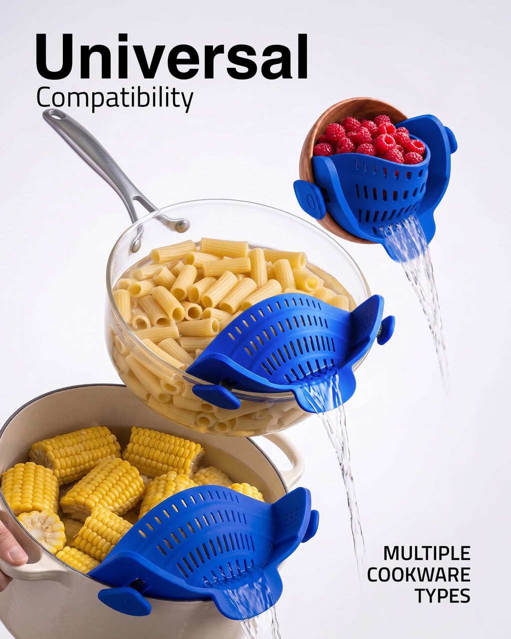 Kitchen Gizmo Snap N' Strain - Silicone Clip-On Strainer for Pots, Pans, and...