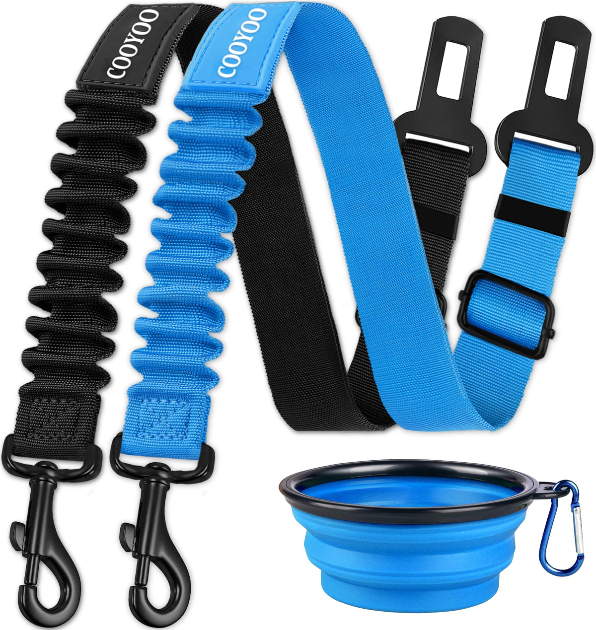 COOYOO Dog Seat Belt,3 Piece Set Retractable Car Harness Adjustable for...