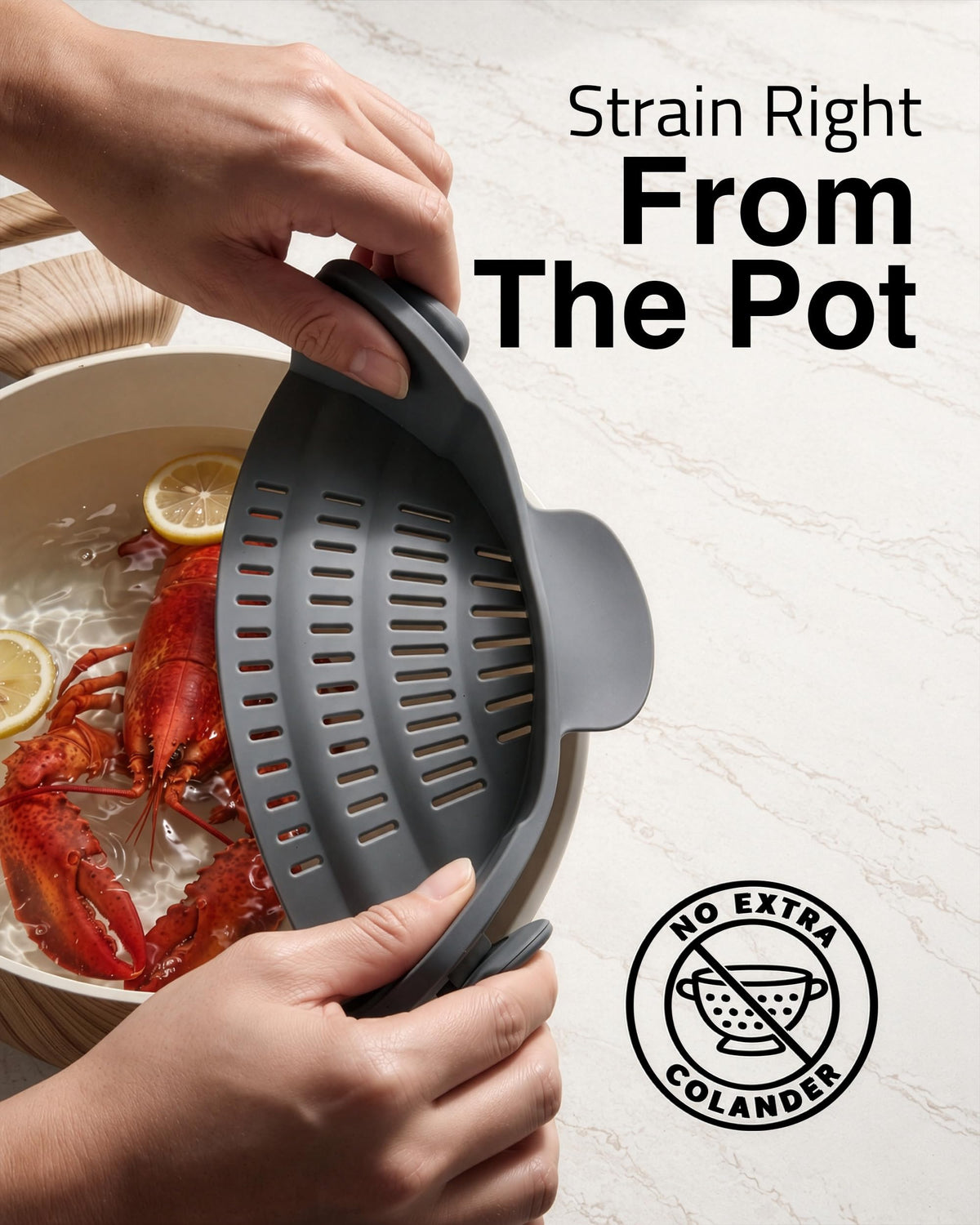 Kitchen Gizmo Snap N' Strain - Silicone Pasta Strainer Clip-On for Pots and Pans - Heat Resistant Colander for Vegetables and Noodles - Kitchen Gadgets for Cooking - Space-Saving Design - Gray 1