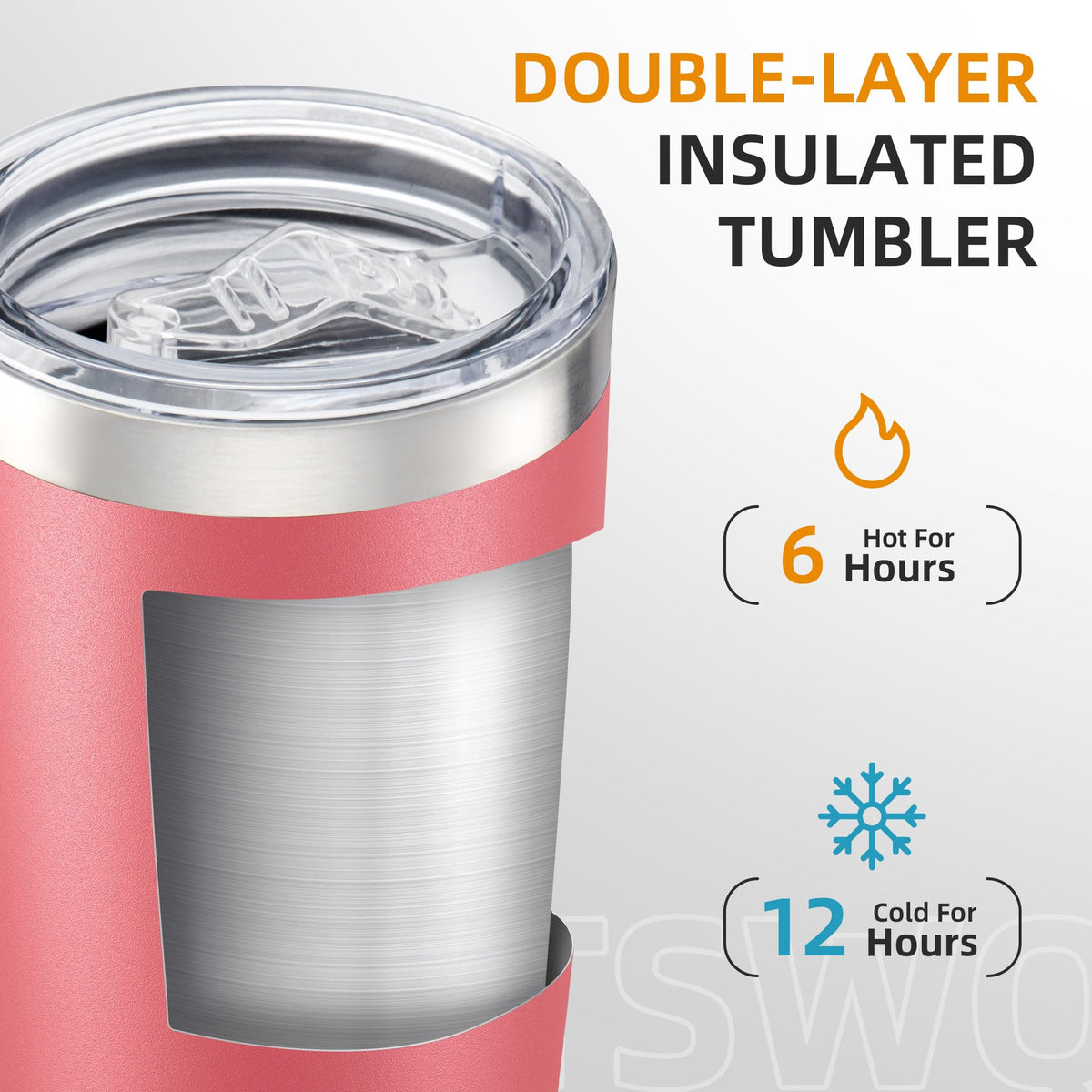 20oz Tumbler Bulk with Lid Stainless Steel Tumblers, 6 Pack