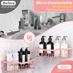EUDELE Adhesive Shower Caddy, 5 Pack Rustproof Stainless Steel Bath Organizers With Large Capacity, No Drilling Shelves for Bathroom Storage & Home Decor Black