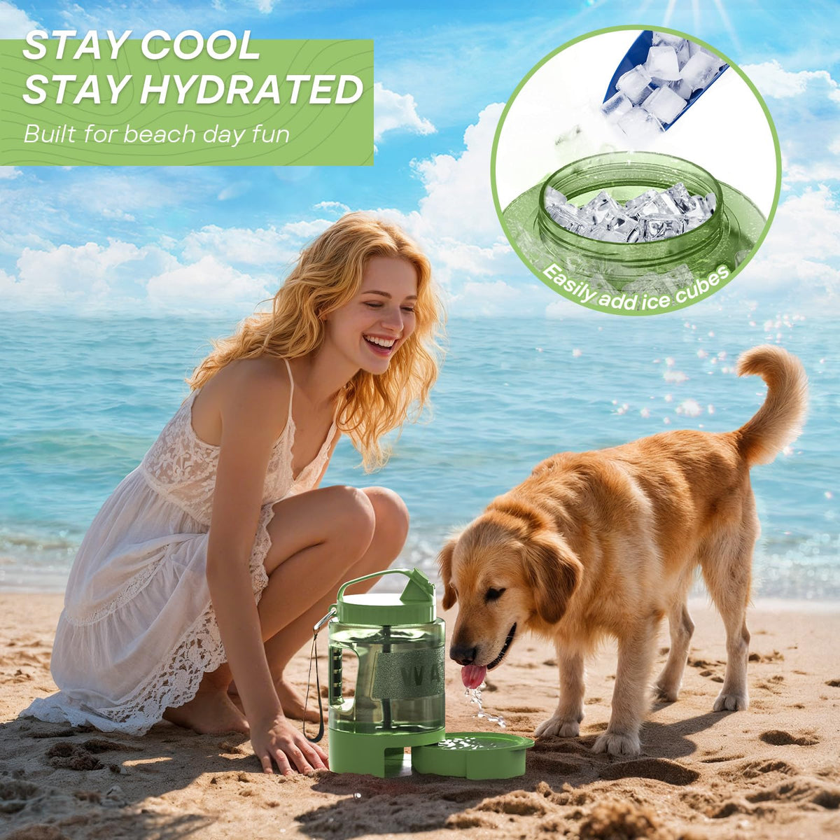 Large Portable Dog Water Bottle with Pull-Out Drinking Bowl