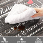 Floral Kitchen Mat Sets 2PCS Non Skid Waterproof Kitchen Rugs and Runner Sets Cushioned Anti-Fatigue Comfort Mat for Home,Office Memory Foam Kitchen Rug, 17.3"x30"+17.3"x47", Black/Pink 17"x30"+17"x47"--0.4 inches