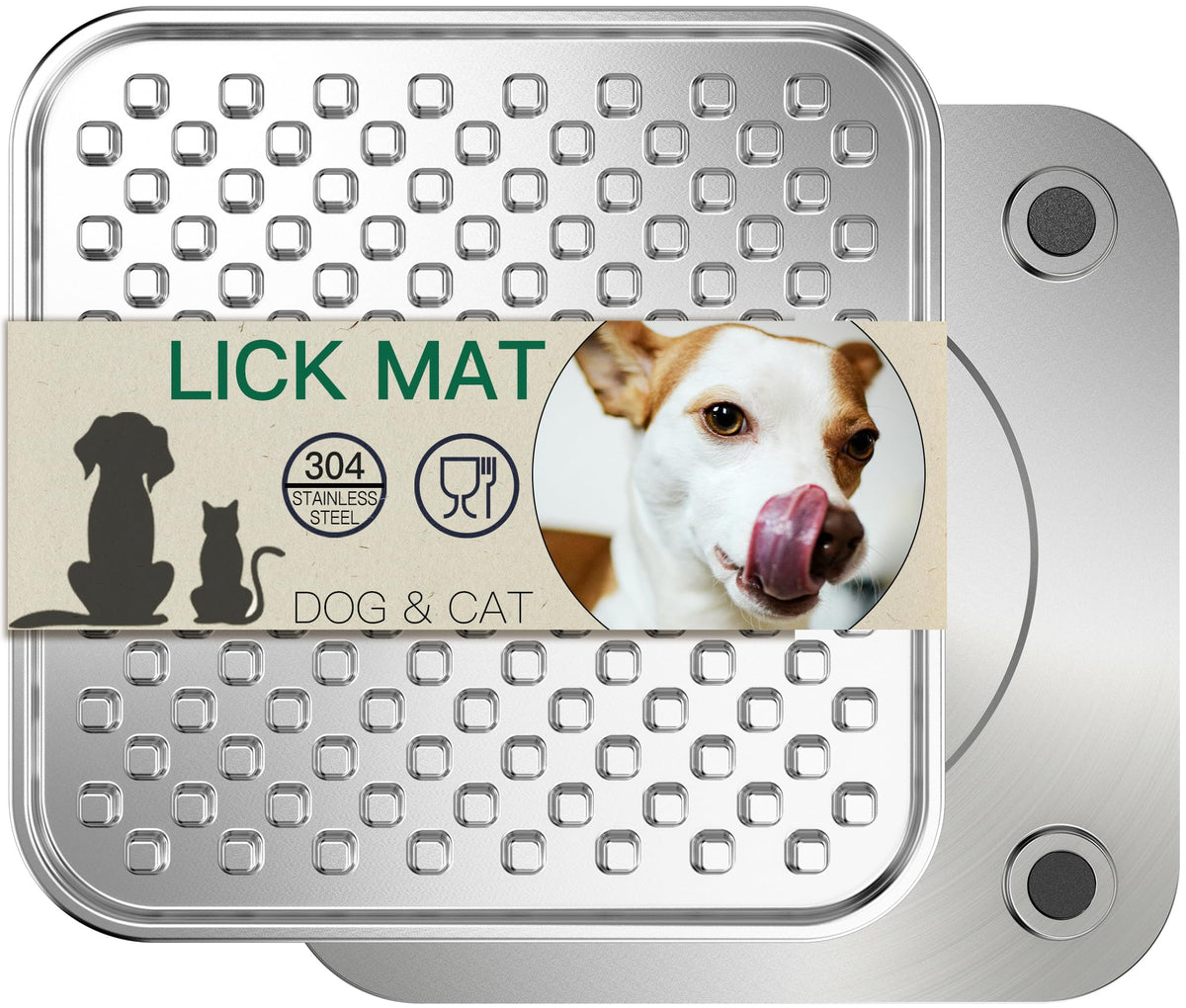 Lick Mat for Dogs & Cats, Double-Wall Stainless Steel, Large-1Pack