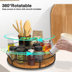 Lazy Susan Turntable Organizer for Cabinet Pantry Kitchen Countertop Refrigerator Cupboard, Pine Wood, 9", Carbonized Black 9''