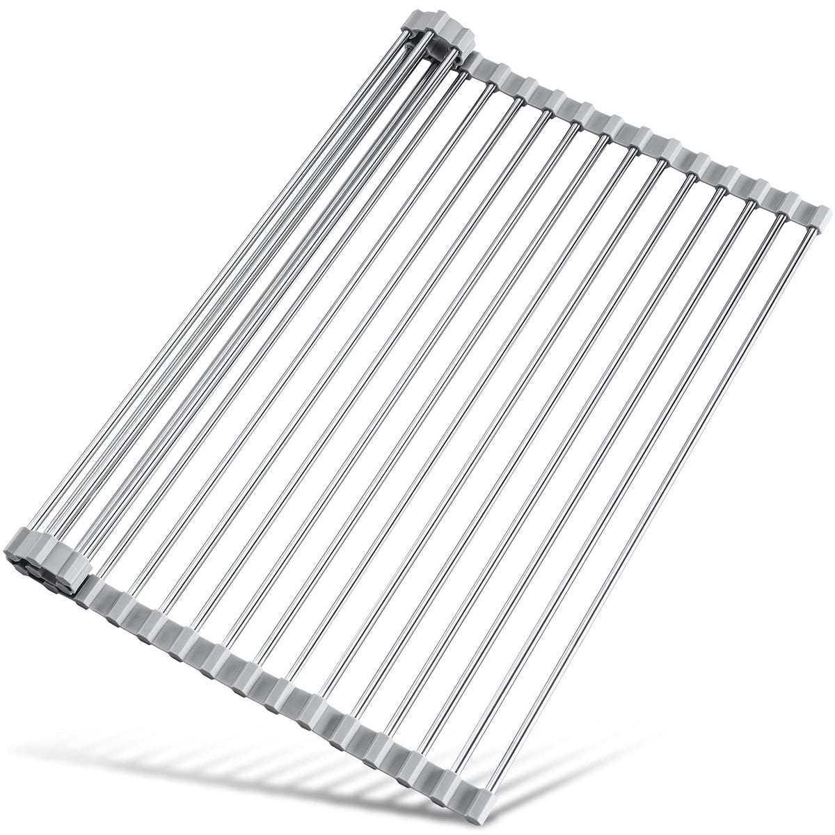 Tomorotec Roll Up Dish Drying Rack Over Sink, 304 Steel, 21x15.5, Grey