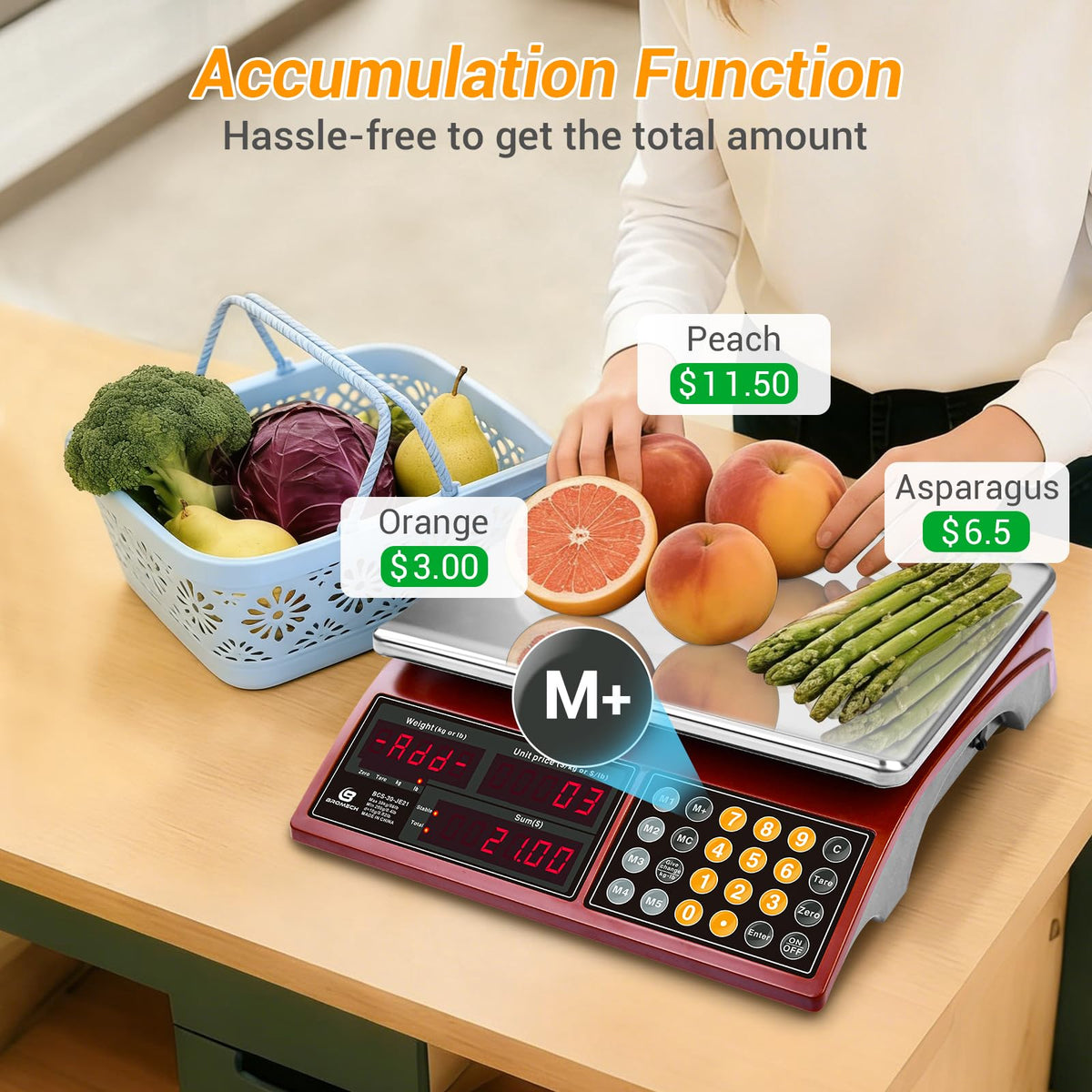 Price Computing Scale 66lb Digital Commercial Produce Scale Stainless Steel Scale Pan-Large Size