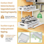 Under Sink Organizer for Kitchen and Bathroom Cabinets Pull Out Storage White 2 Pack 2Tier