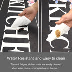 Floral Kitchen Mat Sets 2PCS Non Skid Waterproof Kitchen Rugs and Runner Sets Cushioned Anti-Fatigue Comfort Mat for Home,Office Memory Foam Kitchen Rug, 17.3"x30"+17.3"x47", Black/Pink 17"x30"+17"x47"--0.4 inches