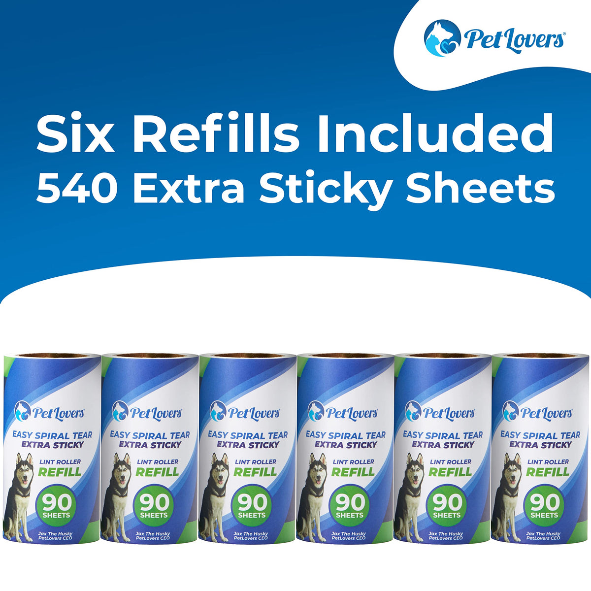 PetLovers Large Lint Roller with 3 Refills – 360 Total Sheets for Tackling Pet Hair, Extra Large Floor and Carpet Roller for Homes with Pets, Perfect for Floors, Furniture, and Loving Pet Owners 4 Pack Floor Roller