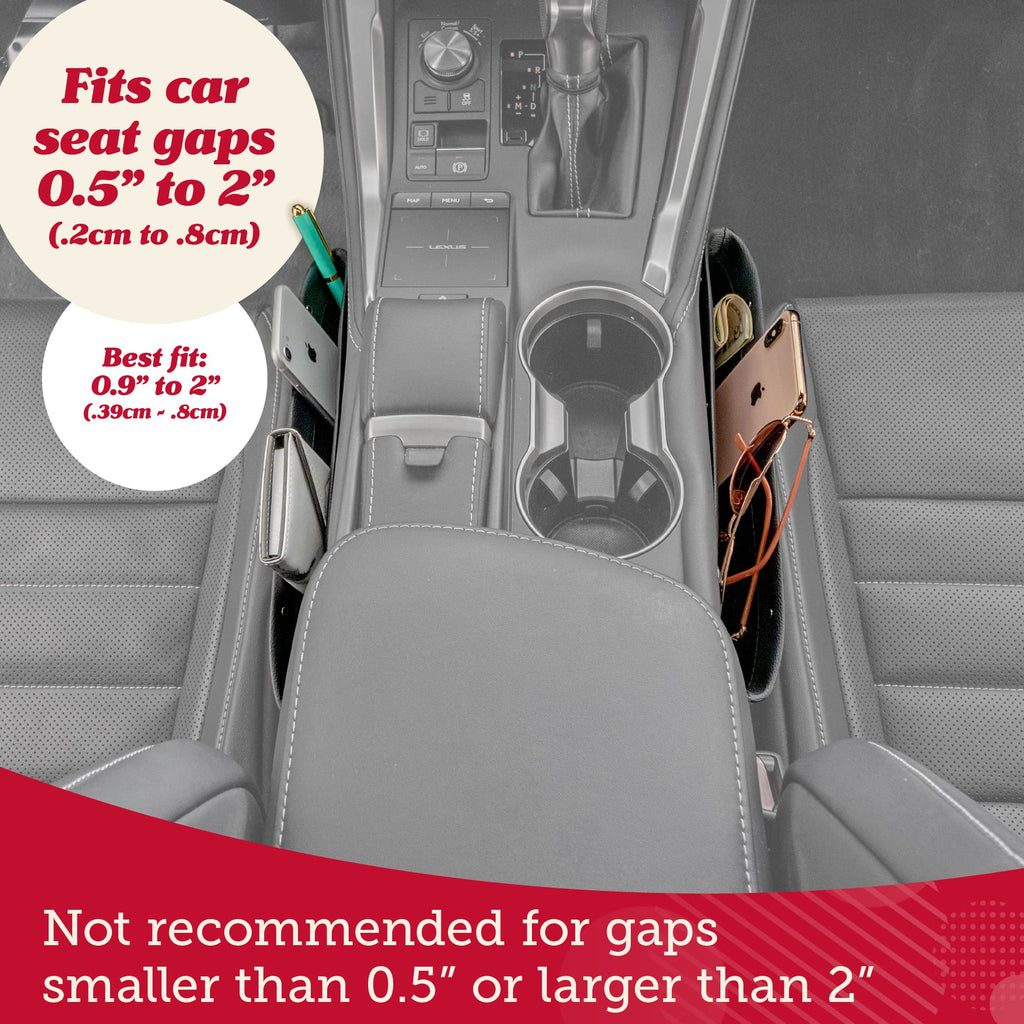 Lusso Gear Car Seat Gap Organizer - Pack of 2 - Prevents Items Falling &...