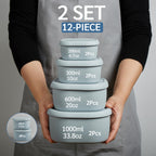 ISSEVE 12Pcs/Set Nesting Silicone Food Storage Containers with Lids Blue