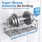 EUDELE Adhesive Shower Caddy, 5 Pack Rustproof Stainless Steel Bath Organizers With Large Capacity, No Drilling Shelves for Bathroom Storage & Home Decor Black