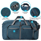 Felipe Varela Foldable Duffle Bag for Travel Weekend Overnight Gym Camping A Black 40L