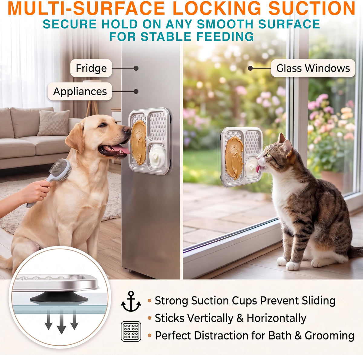 Stainless Steel Lick Mat for Dogs & Cats, Large Non-Slip Slow Feeder Pad with Suction Cups, Chew-Proof Dog Licking Mat for Anxiety Relief, Bathing & Grooming Time 1 Pack