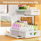 Under Sink Organizer for Kitchen and Bathroom Cabinets Pull Out Storage White 2 Pack 2Tier